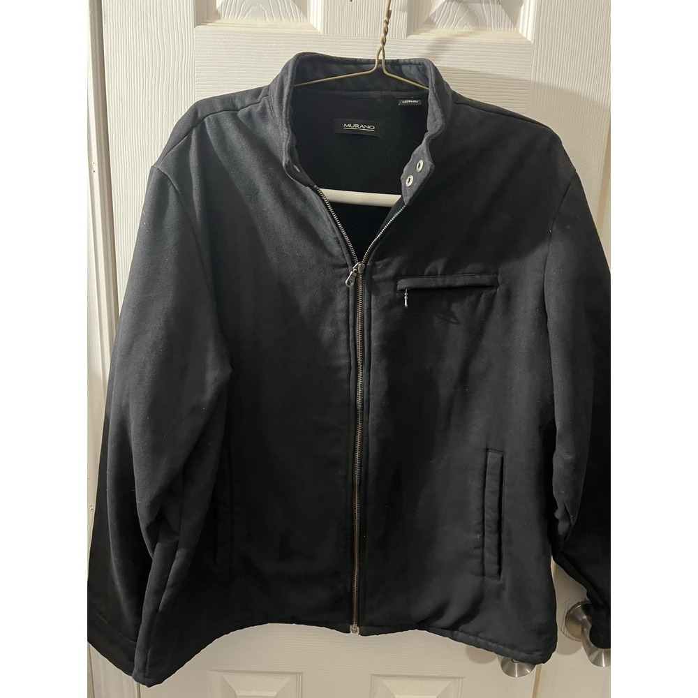 Men's MURANO Lightweight black Zip Up‎ Collared Jacket With Pockets XL
